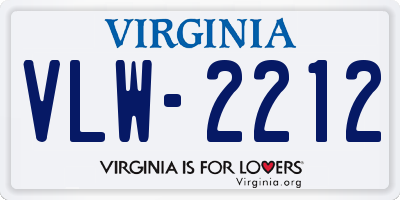 VA license plate VLW2212