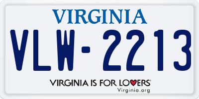 VA license plate VLW2213