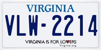 VA license plate VLW2214