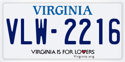 VA license plate VLW2216