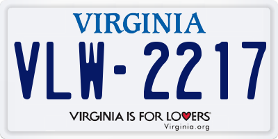 VA license plate VLW2217