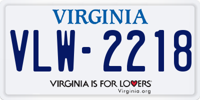 VA license plate VLW2218