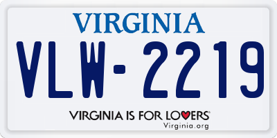 VA license plate VLW2219