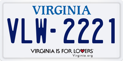 VA license plate VLW2221