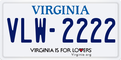 VA license plate VLW2222