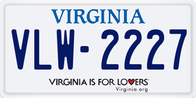 VA license plate VLW2227