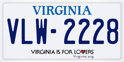 VA license plate VLW2228