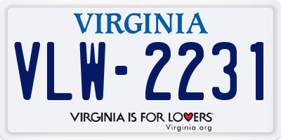 VA license plate VLW2231