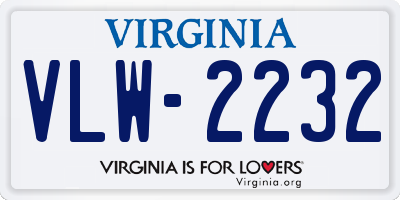 VA license plate VLW2232