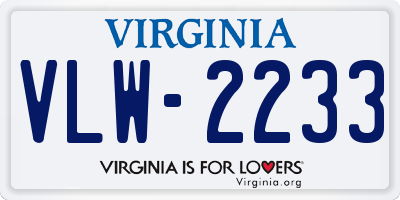 VA license plate VLW2233