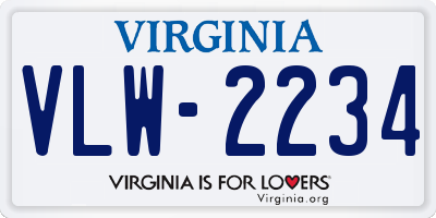 VA license plate VLW2234