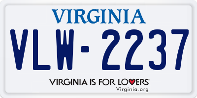 VA license plate VLW2237