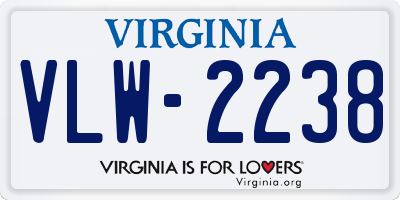 VA license plate VLW2238