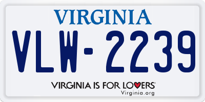 VA license plate VLW2239