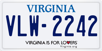 VA license plate VLW2242