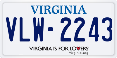 VA license plate VLW2243