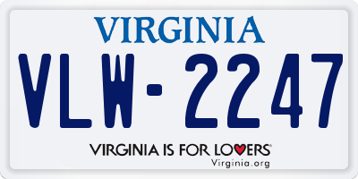 VA license plate VLW2247