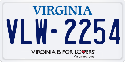 VA license plate VLW2254