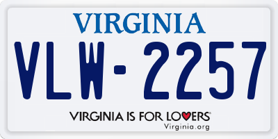 VA license plate VLW2257