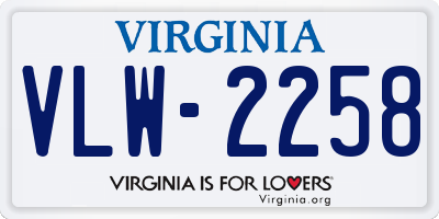 VA license plate VLW2258