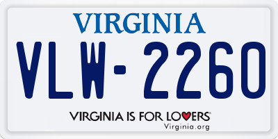 VA license plate VLW2260