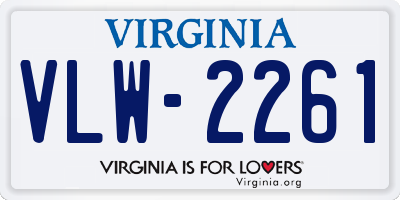 VA license plate VLW2261