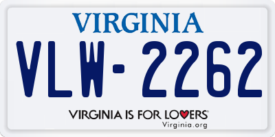 VA license plate VLW2262