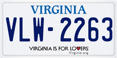 VA license plate VLW2263