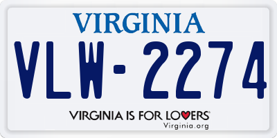 VA license plate VLW2274