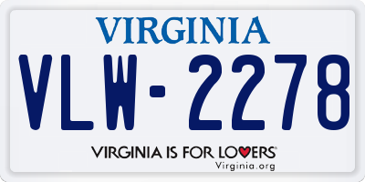 VA license plate VLW2278