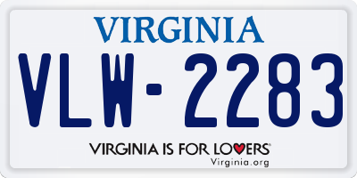 VA license plate VLW2283