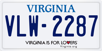 VA license plate VLW2287