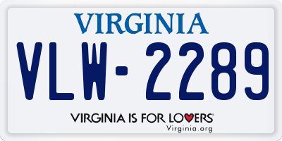 VA license plate VLW2289