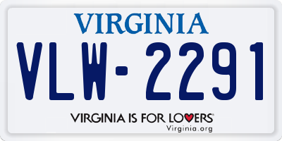 VA license plate VLW2291