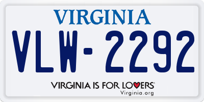 VA license plate VLW2292