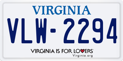 VA license plate VLW2294