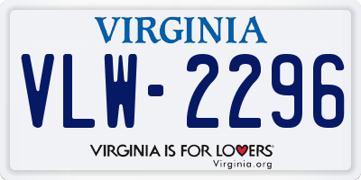 VA license plate VLW2296