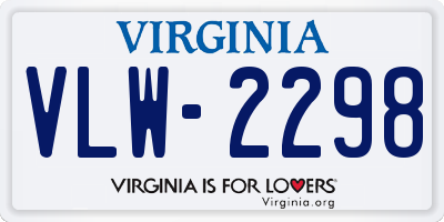 VA license plate VLW2298