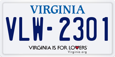 VA license plate VLW2301