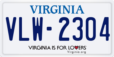 VA license plate VLW2304