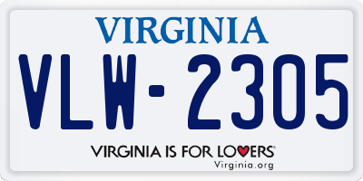 VA license plate VLW2305