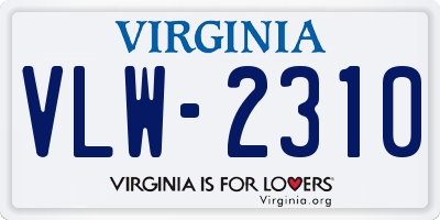 VA license plate VLW2310