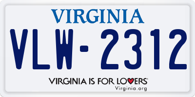 VA license plate VLW2312