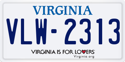 VA license plate VLW2313