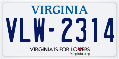 VA license plate VLW2314