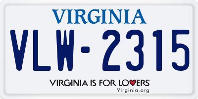 VA license plate VLW2315