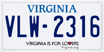 VA license plate VLW2316