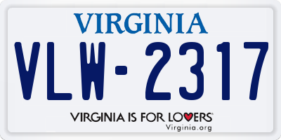 VA license plate VLW2317