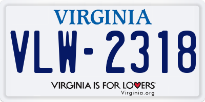 VA license plate VLW2318