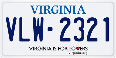 VA license plate VLW2321